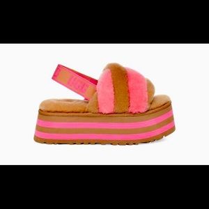 Disco stripe slide Chestnut/ Pink rose combo